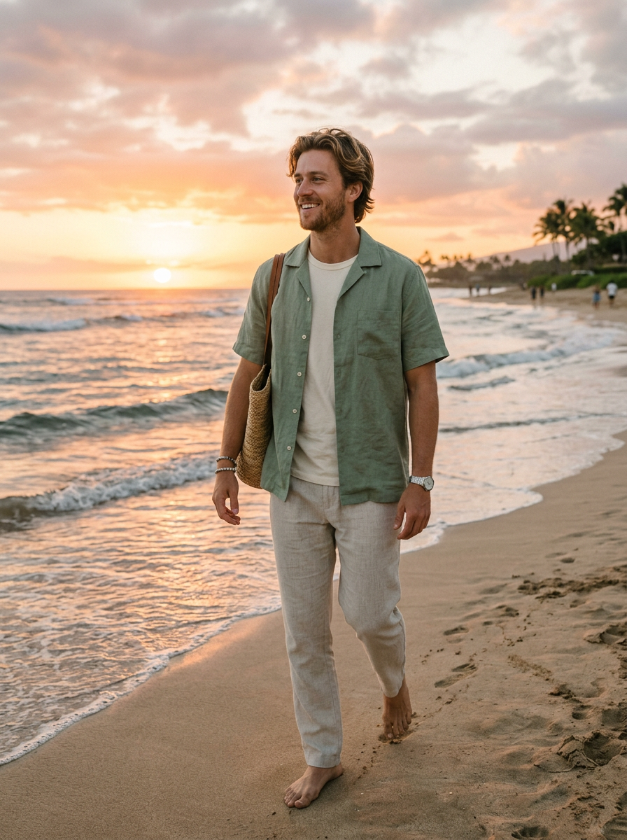 Cuban Collar Linen Shirt