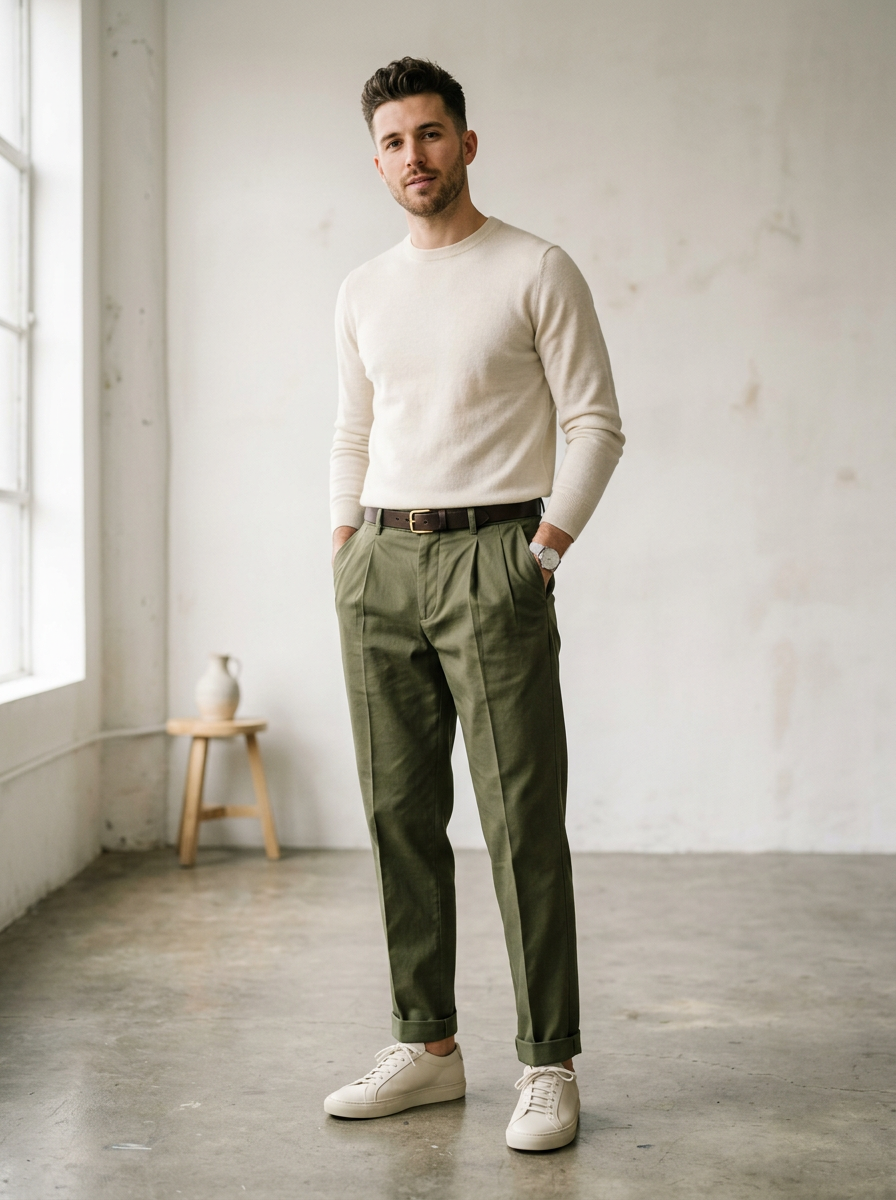 Pleated Chino Trousers