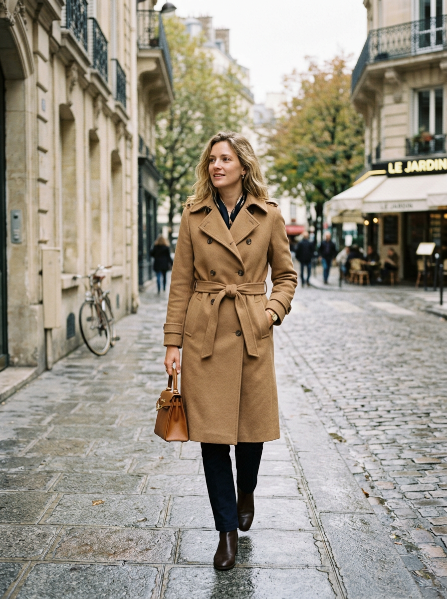 Belted Wool Trench Coat