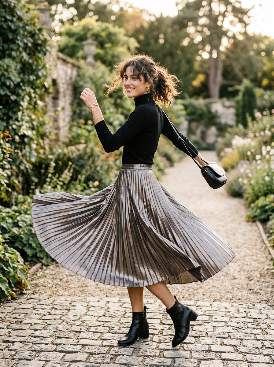 Pleated Midi Skirt